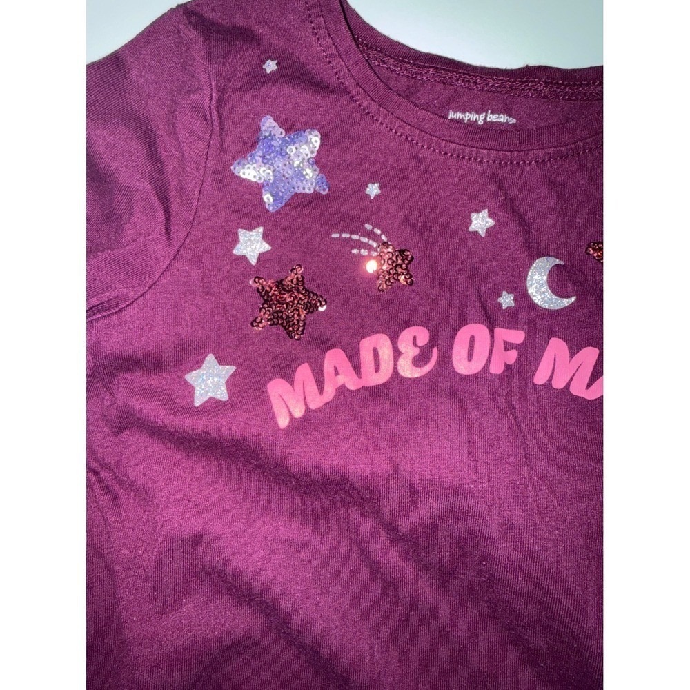 Jumping Beans Girls Maroon "Made of Magic" Sequin Long Sleeve TShirt Size 4 - Picture 4 of 4